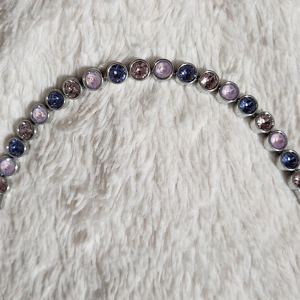 Authentic Touchstone SS Bracelet W/purple/pinks Swarovski Stones, Sz 7 - Picture 4 of 8